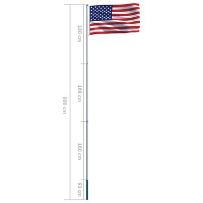 vidaXL Zastava SAD-a s aluminijskim stupom 6 m