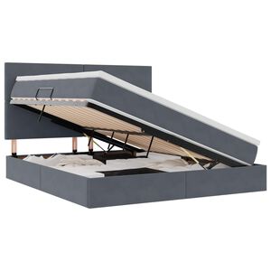 vidaXL Krevet s prostorom za pohranu s LED-om Tamno siva 180 x 200 cm