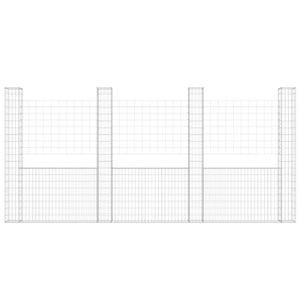 vidaXL Gabionska košara U-oblika s 4 stupa 380 x 20 x 200 cm željezna