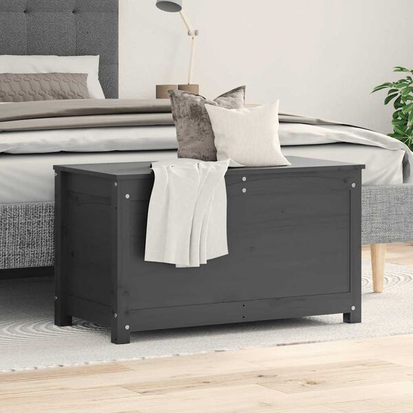 vidaXL Kutija za pohranu siva 80 x 40 x 45,5 cm od masivne borovine