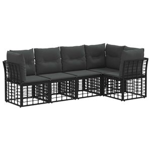 vidaXL Set vanjskih sofa s jastukom 5 pcs Crna Poliester