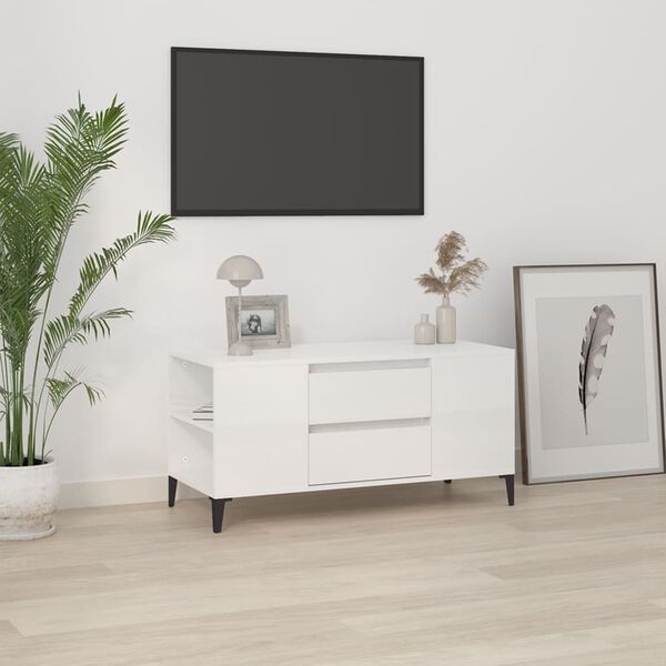 vidaXL TV ormarić sjajni bijeli 102 x 44,5 x 50 cm konstruirano drvo