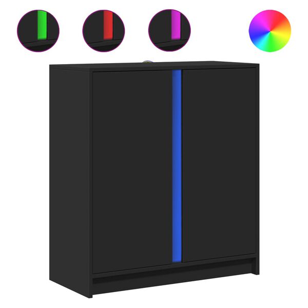 vidaXL Komoda s LED svjetlima crna 77x34x85 cm od konstruiranog drva
