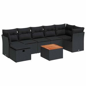 vidaXL 8-dijelni set vrtnih sofa od poliratana s jastucima crni