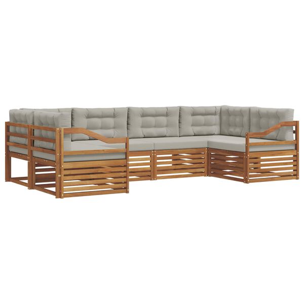 vidaXL Setovi sofa 6 pcs Prirodna i svijetlo siva Čvrsto drvo akacije