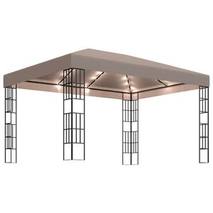 vidaXL Sjenica s LED svjetlosnim trakama 4 x 3 m smeđe-siva