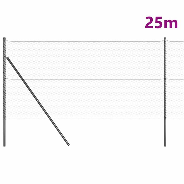 vidaXL Stup za ogradu Siva 25 x 1 m (36 mm mreža) Čelik