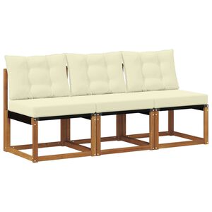 vidaXL 3 Komad Vanjska srednja sofa Masivno bagremovo drvo, Tekstilen