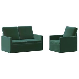 vidaXL Set sofe 2 pcs Tamnozelena Bar&scaron;un