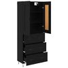 vidaXL Highboard Crni hrast 69,5 x 34 x 180 cm Konstruirano drvo