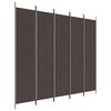 vidaXL Sobna pregrada s 5 panela smeđa 250x220 cm od tkanine