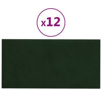 vidaXL Zidne ploče 12 kom tamnozelene 30 x 15 cm baršunaste 0,54 m²