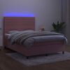 vidaXL Krevet box spring s madracem LED ružičasti 140x200cm bar&scaron;unasti