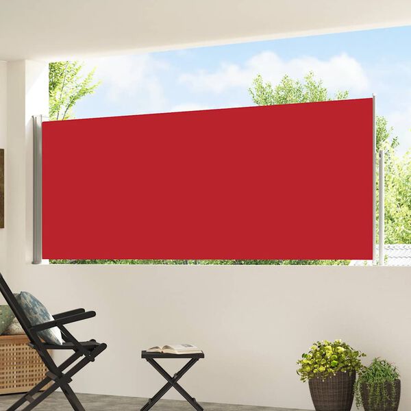 vidaXL Uvlačiva bočna tenda za terasu 120 x 500 cm crvena