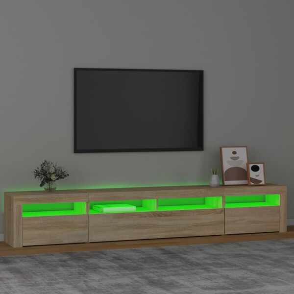 vidaXL TV ormarić s LED svjetlima boja hrasta sonome 240x35x40 cm