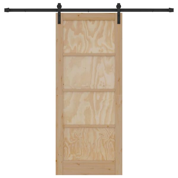 vidaXL Klizna vrata Smeđa 83 x 202 cm Čvrsto borovo drvo