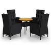 vidaXL 5-dijelni vrtni bistro set od poliratana crni