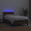 vidaXL Krevet box spring s madracem LED smeđi 100x200 cm umjetna koža