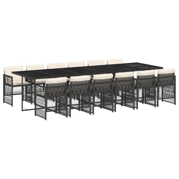 vidaXL 13-dijelni vrtni blagovaonski set s jastucima poliratan crni