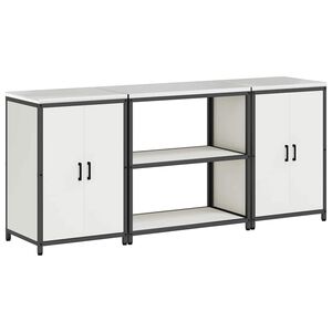 vidaXL Kuhinjski set za pohranu s policom 3 pcs Bijelo Čelična vrata