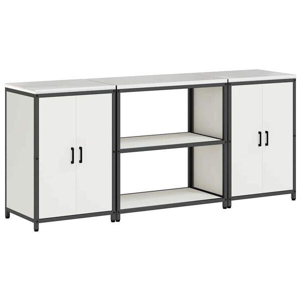 vidaXL Kuhinjski set za pohranu s policom 3 pcs Bijelo Čelična vrata