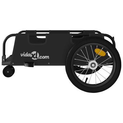 vidaXL Prikolica za bicikl crna od tkanine Oxford i željeza