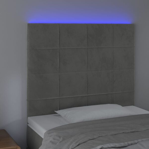 vidaXL LED uzglavlje svjetlosivo 100x5x118/128 cm baršunasto