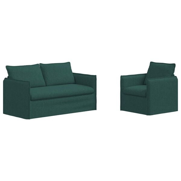 vidaXL Sofa 140cm 2 pcs Tamnozelena Metal