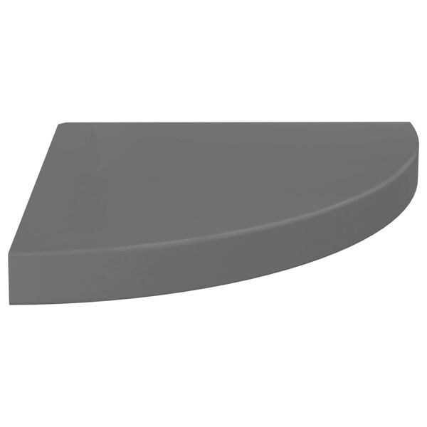 323913 vidaXL Floating Corner Shelf High Gloss Grey 35x35x3,8 cm MDF