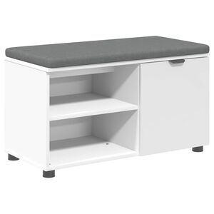 vidaXL Klupa za hodnik s jastukom s policom Bijeli 80 x 38 x 46 cm