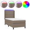 vidaXL Krevet box spring s madracem LED smeđesivi 90x190 cm tkanina