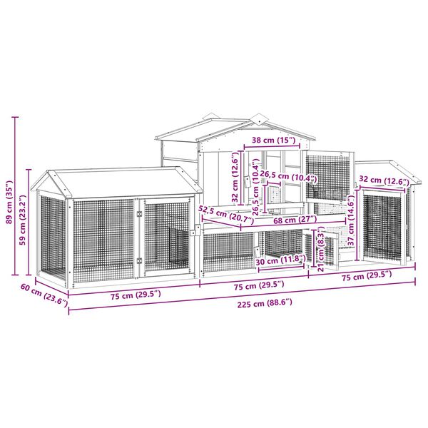 vidaXL Koko&scaron;injac 3 pcs Smeđa Čvrsto borovo drvo