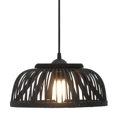 vidaXL Viseća svjetiljka od bambusa crna 37 x 15,5 cm 40 W polukružna