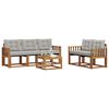 vidaXL Set vanjskih sofa s jastukom 6 pcs Prirodna i svijetlo siva