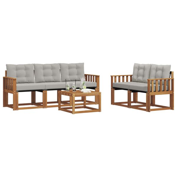 vidaXL Set vanjskih sofa s jastukom 6 pcs Prirodna i svijetlo siva