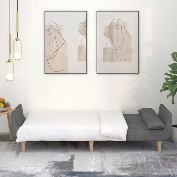 vidaXL Dvosjed na razvlačenje s dva jastuka svjetlosivi od tkanine