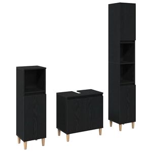 vidaXL Set namje&scaron;taja za kupaonicu 3 kom. Crni hrast 30 x 30 x 180 cm