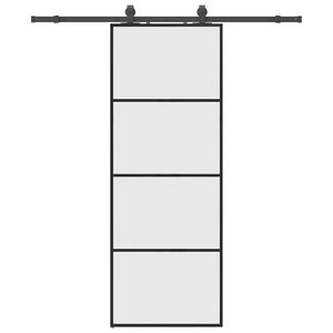 vidaXL Klizna vrata s priborom crna 76 x 205 cm od ESG stakla