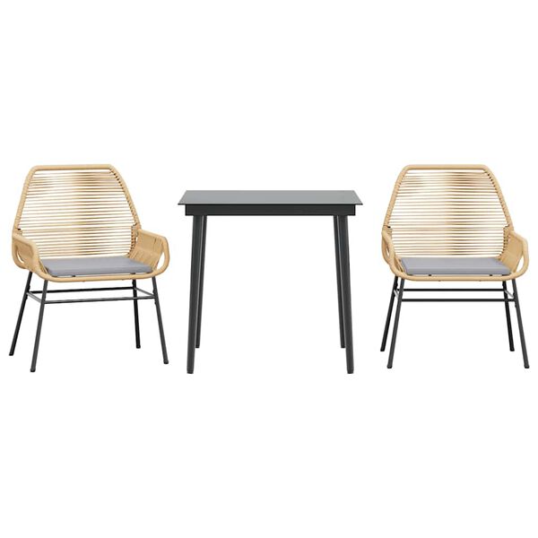 vidaXL 3-dijelni vrtni blagovaonski set s jastucima poliratan i staklo