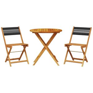 vidaXL 3-dijelni bistro set od polipropilen i masivnog drva crni