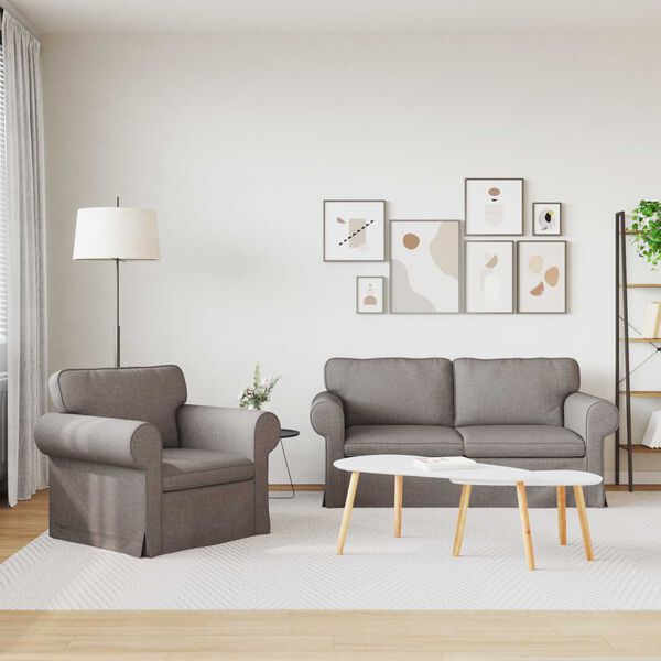 vidaXL Sofa 2 pcs Sivo-smeđa 175 x 82 x 80 cm tkanina