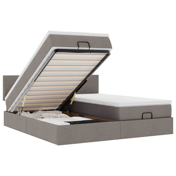 vidaXL Otomanski okvir kreveta s madracima smeđesivi 180x200cm tkanine