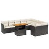 vidaXL 10-dijelni set vrtnih sofa s jastucima crni od poliratana