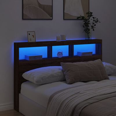 vidaXL Ormarić za uzglavlje LED boja smeđeg hrasta 160x17x102 cm