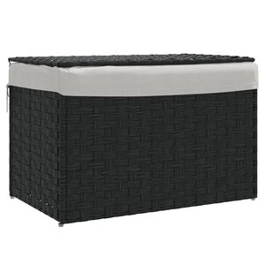 vidaXL Ko&scaron;ara za rublje s poklopcem crna 55,5x35x34 cm od poliratana