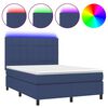 vidaXL Krevet box spring s madracem LED plavi 140x190 cm od tkanine
