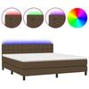 vidaXL Krevet box spring s madracem LED tamnosmeđi 160x200 cm tkanina