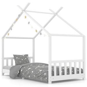 vidaXL Okvir za dječji krevet od masivne borovine bijeli 90 x 200 cm