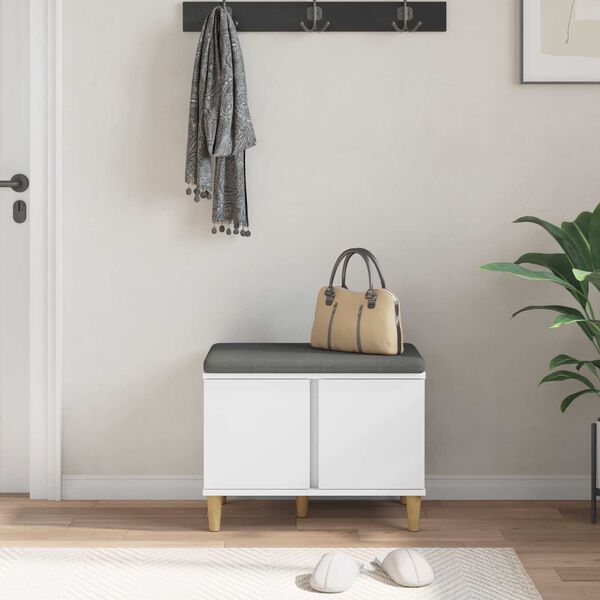 vidaXL Klupa za hodnik s jastukom s pohranom Bijeli 60 x 38 x 46 cm