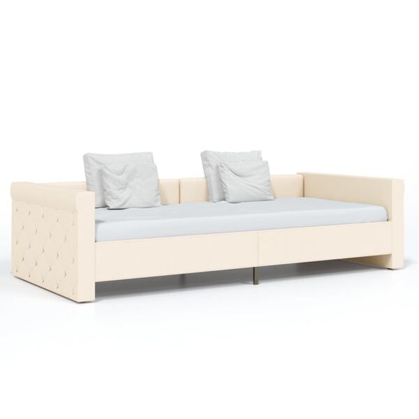 vidaXL Dnevni ležaj s USB-om krem od tkanine 90 x 200 cm